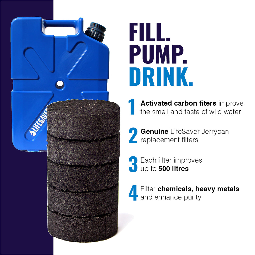 Filtros de carbón activado de Jerrycan LifeSaver (paquete de 5)