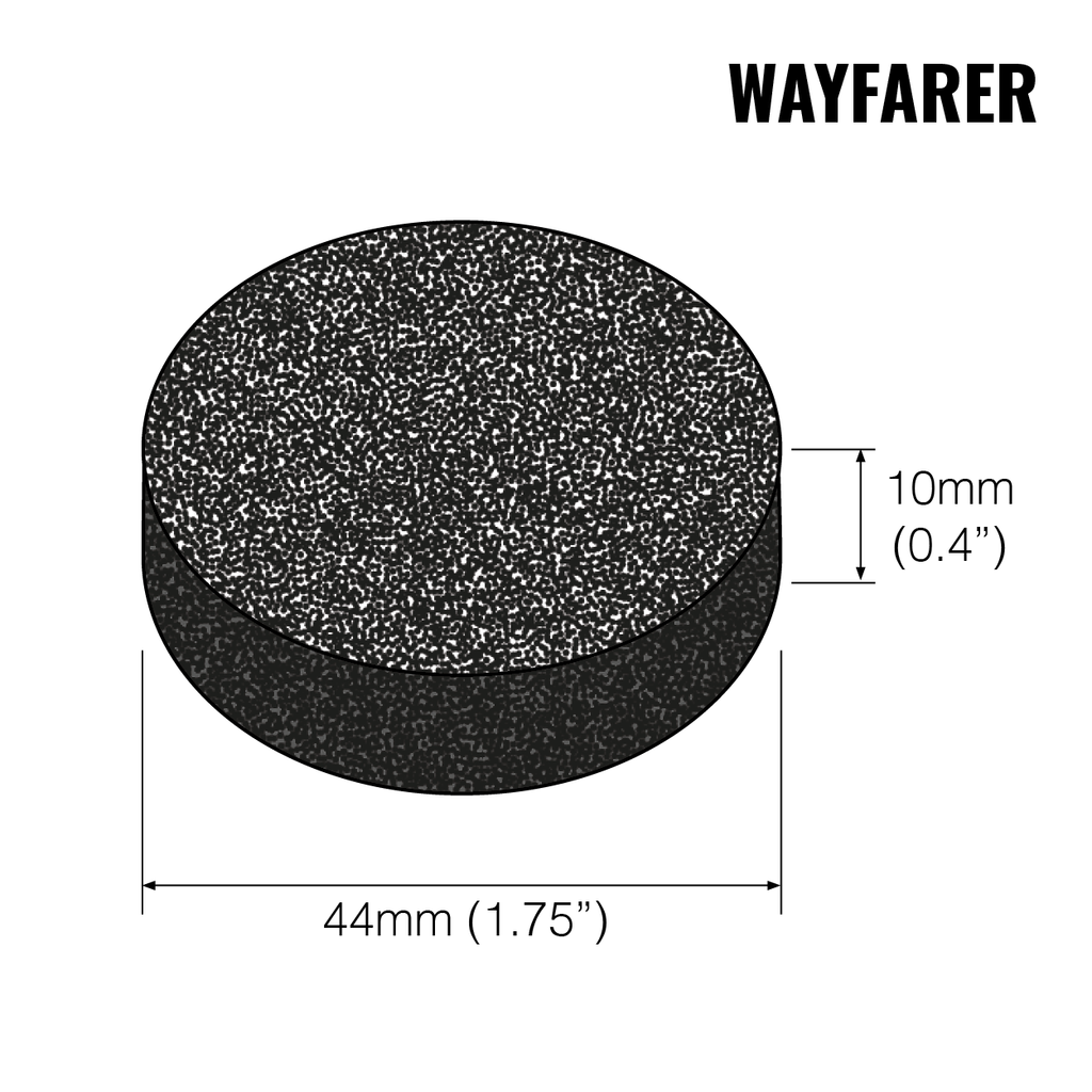 Graphic showing the dimensions of a Wayfarer Carbon filter