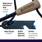 Close up showing the strike tool features on the LifeSaver Fire Starter