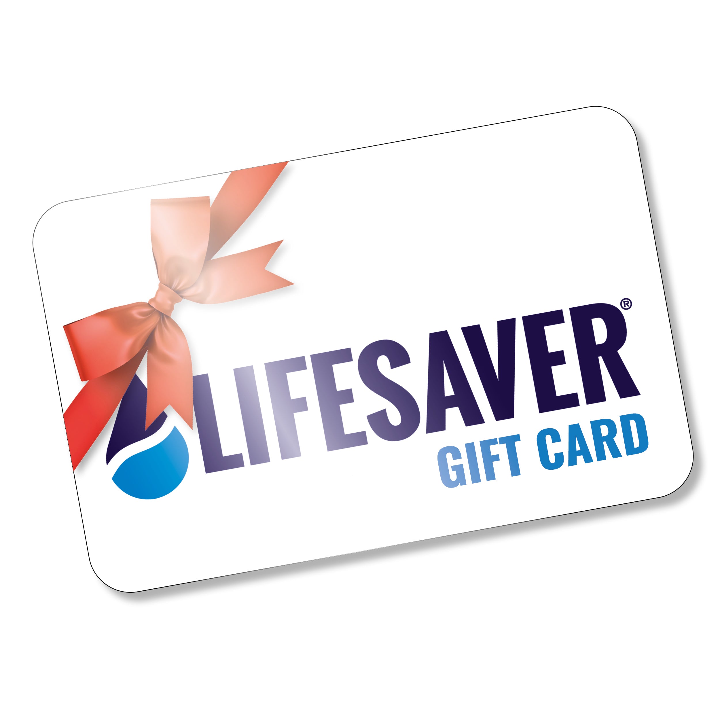 Lifesaver gift card with a decorative ribbon on a white background