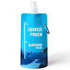 Blue squeeze pouch with 'Lifesaver Lifeline' branding on a white background