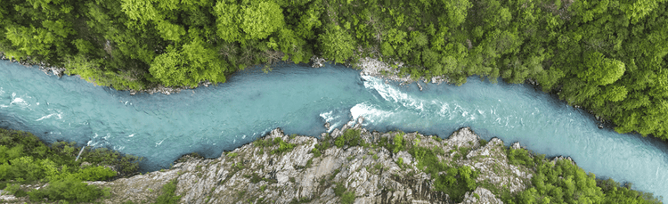 Arial view of a river